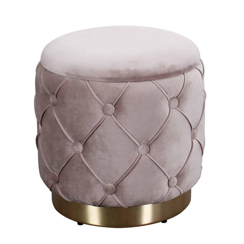 Роскошный круглый пуф в клетку из велюра модель В (доступна кастомизация)